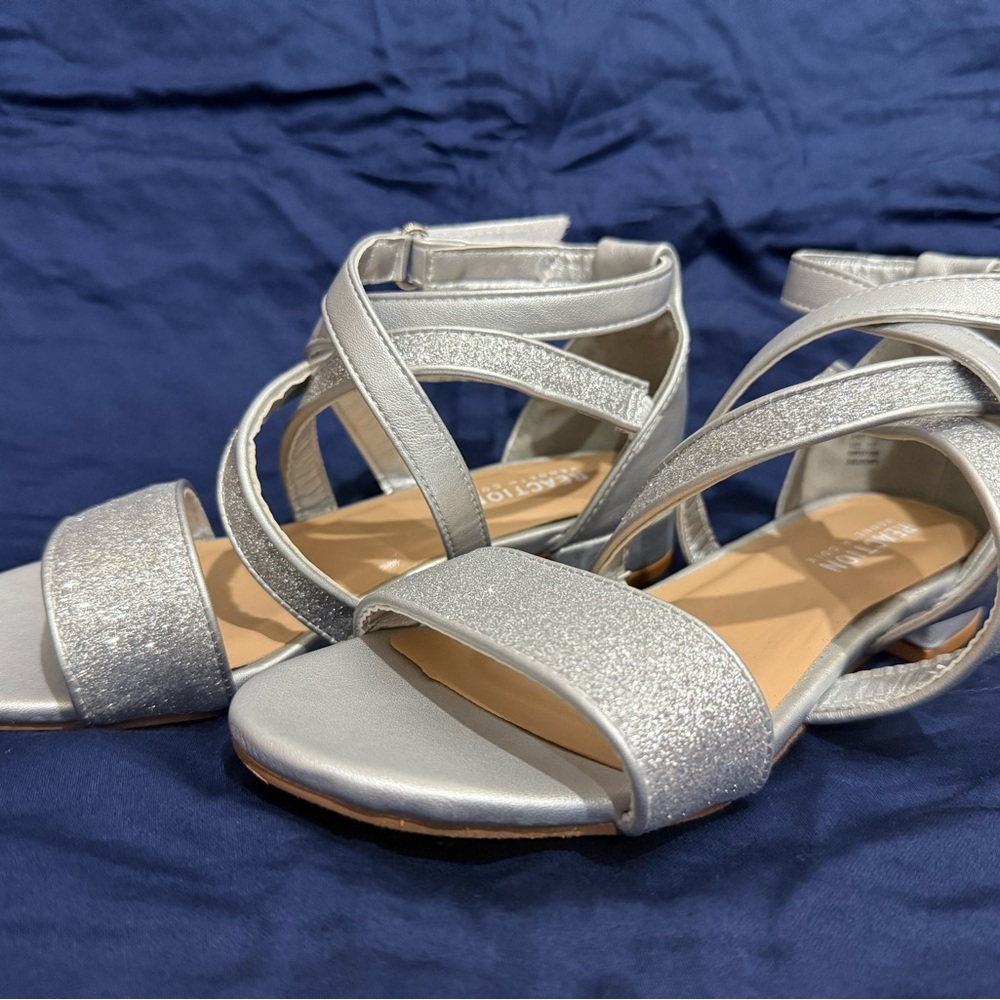 Reaction Kenneth Cole Glittery Silver Strappy Sandals